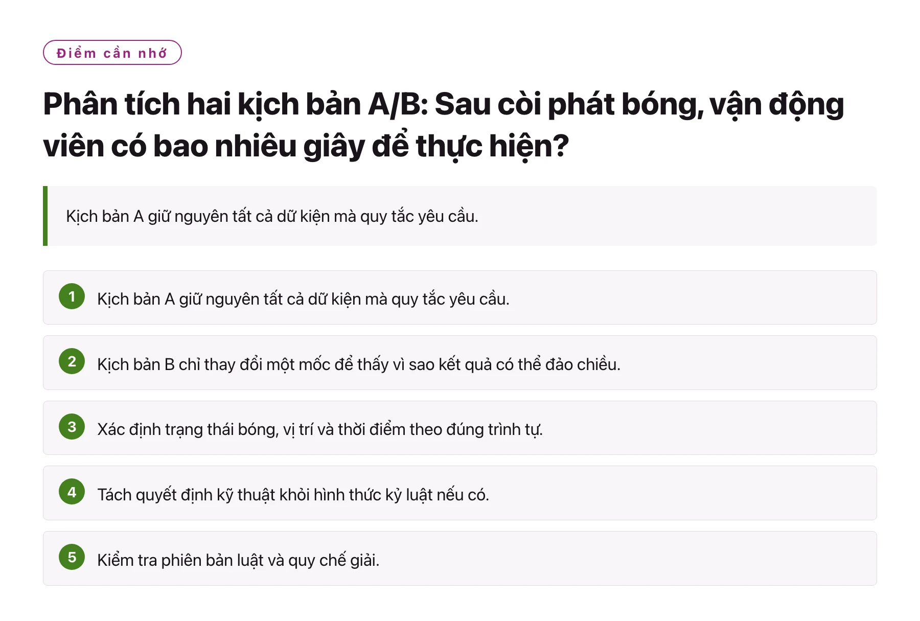 Phân tích hai kịch bản A/B: Sau còi phát bóng, vận động viên có bao nhiêu giây để thực hiện?——全文要点速览