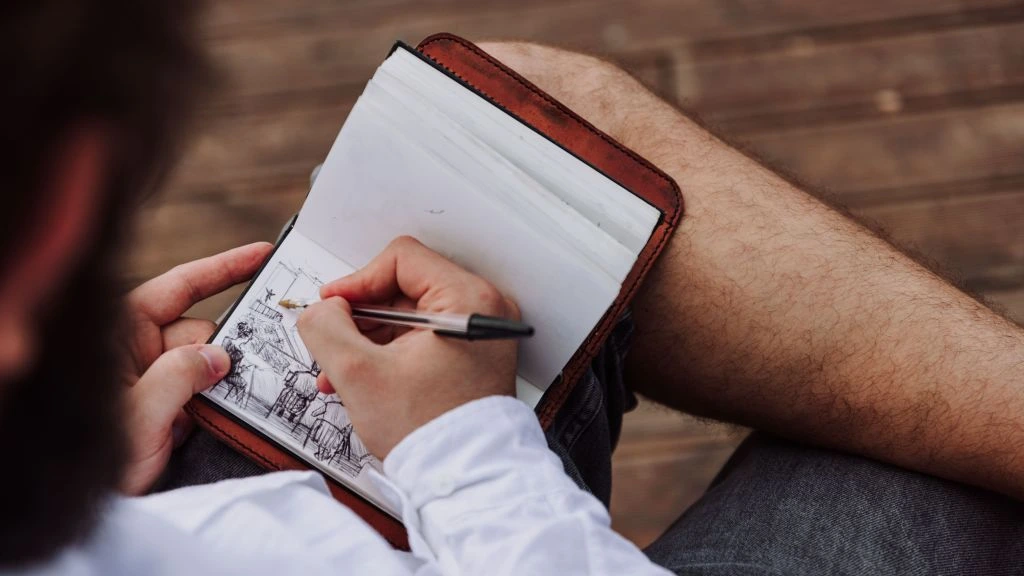 A writer's notebook open to call notes